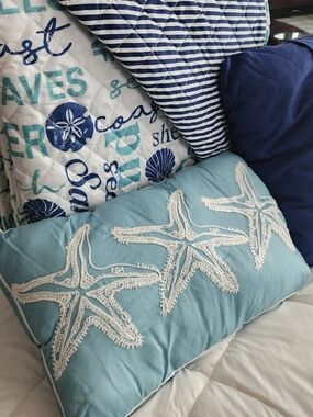 5pc Queen Quilt Reversible Set Coastal Themed Bedding Set Vibrant Colors New